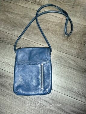 Classic Blue Leather Crossbody Bag